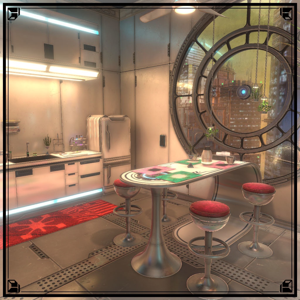 【VRCワールド】サイバーアパートメント Lサイズ(家具フルセット933点)