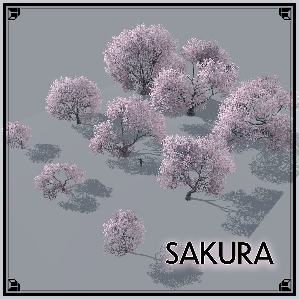 【VRChat想定】桜の木、揺れるシェーダー、花びらパーティクル付き(9点)