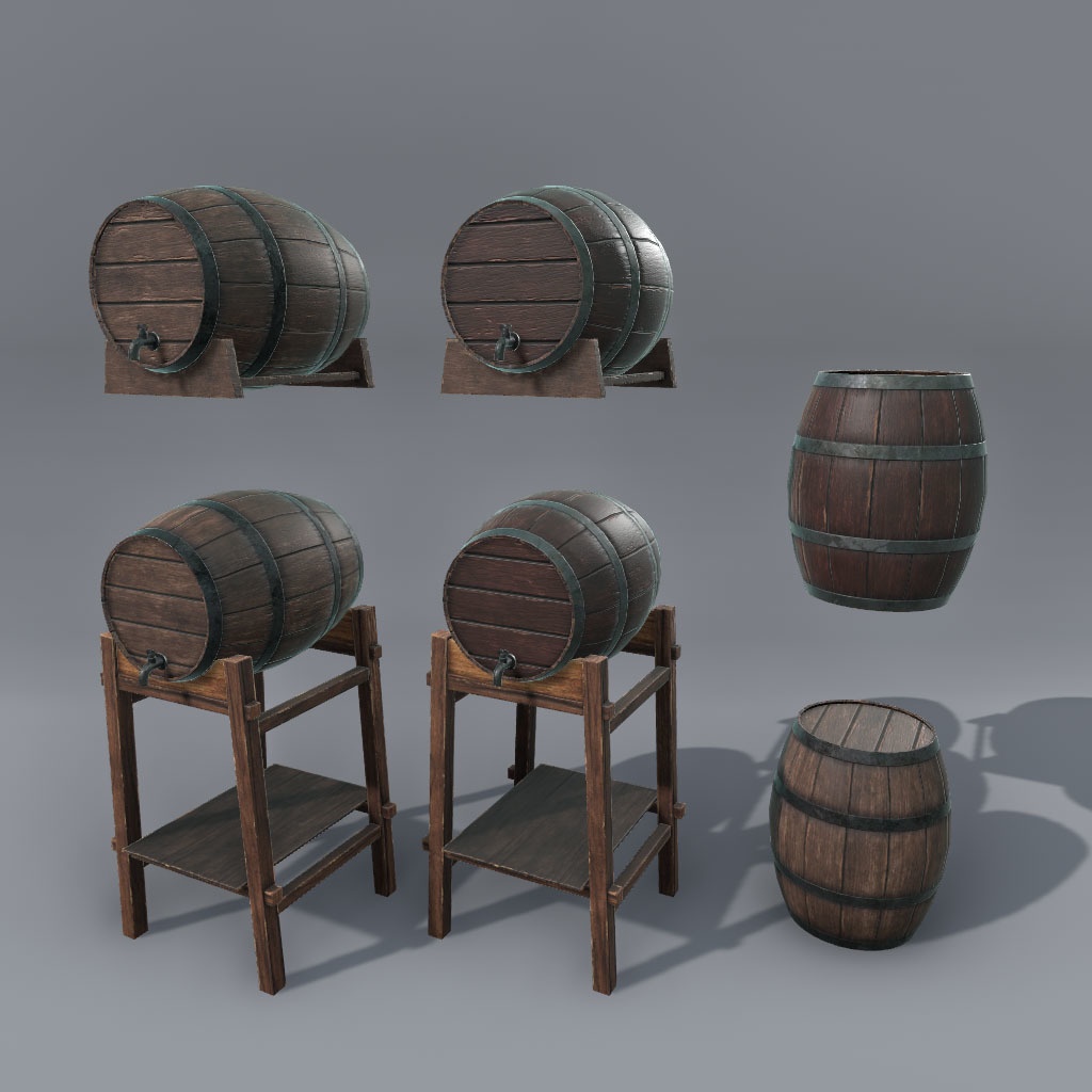 【VRChat想定】中世ファンタジーキッチン、炎パーティクル付き(10点)