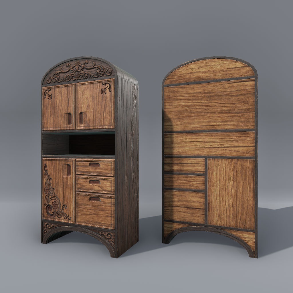 【VRChat想定】中世ファンタジーキッチン、炎パーティクル付き(10点)