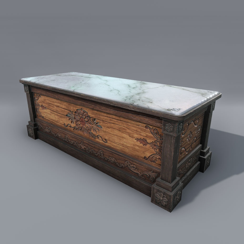 【VRChat想定】中世ファンタジーダイニングテーブル(2点)