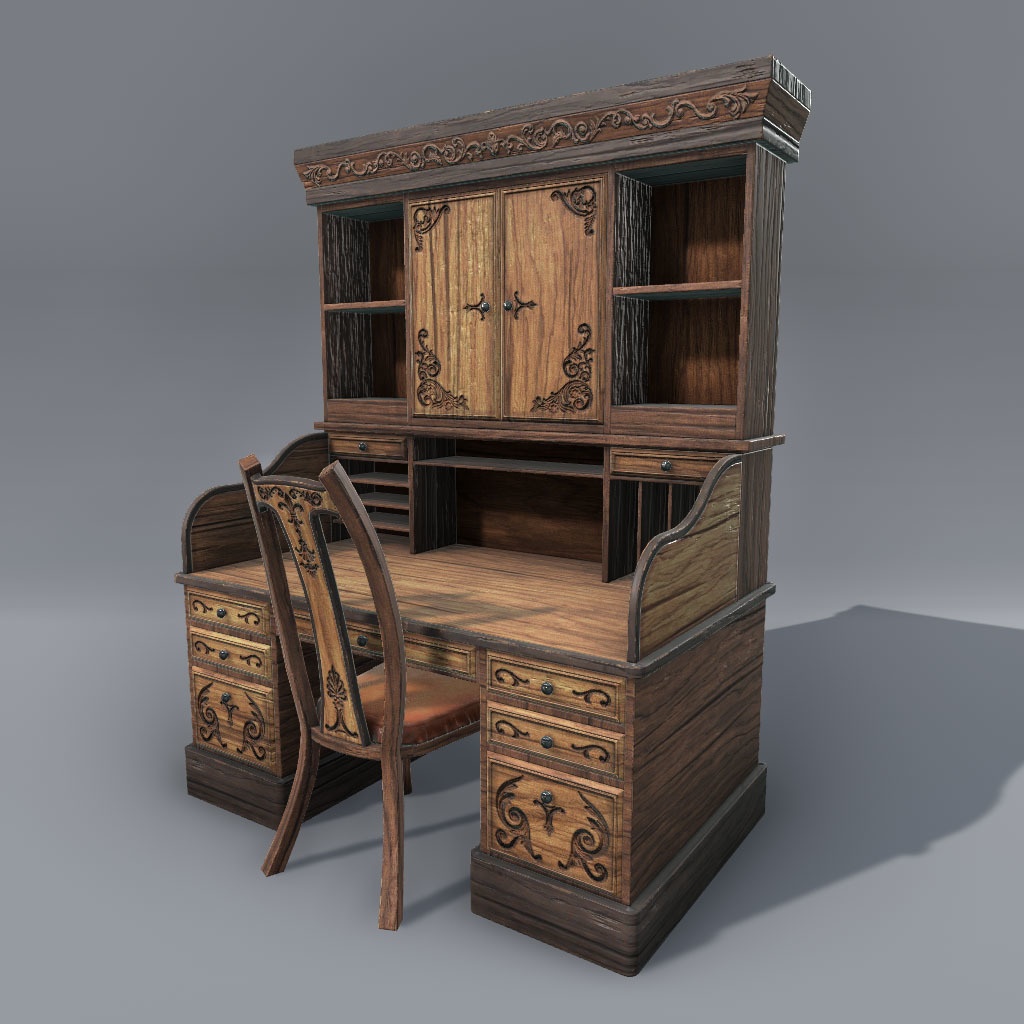 【VRChat想定】中世ファンタジーデスク(4点)