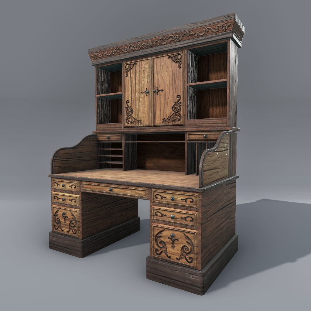 【VRChat想定】中世ファンタジーデスク(4点)