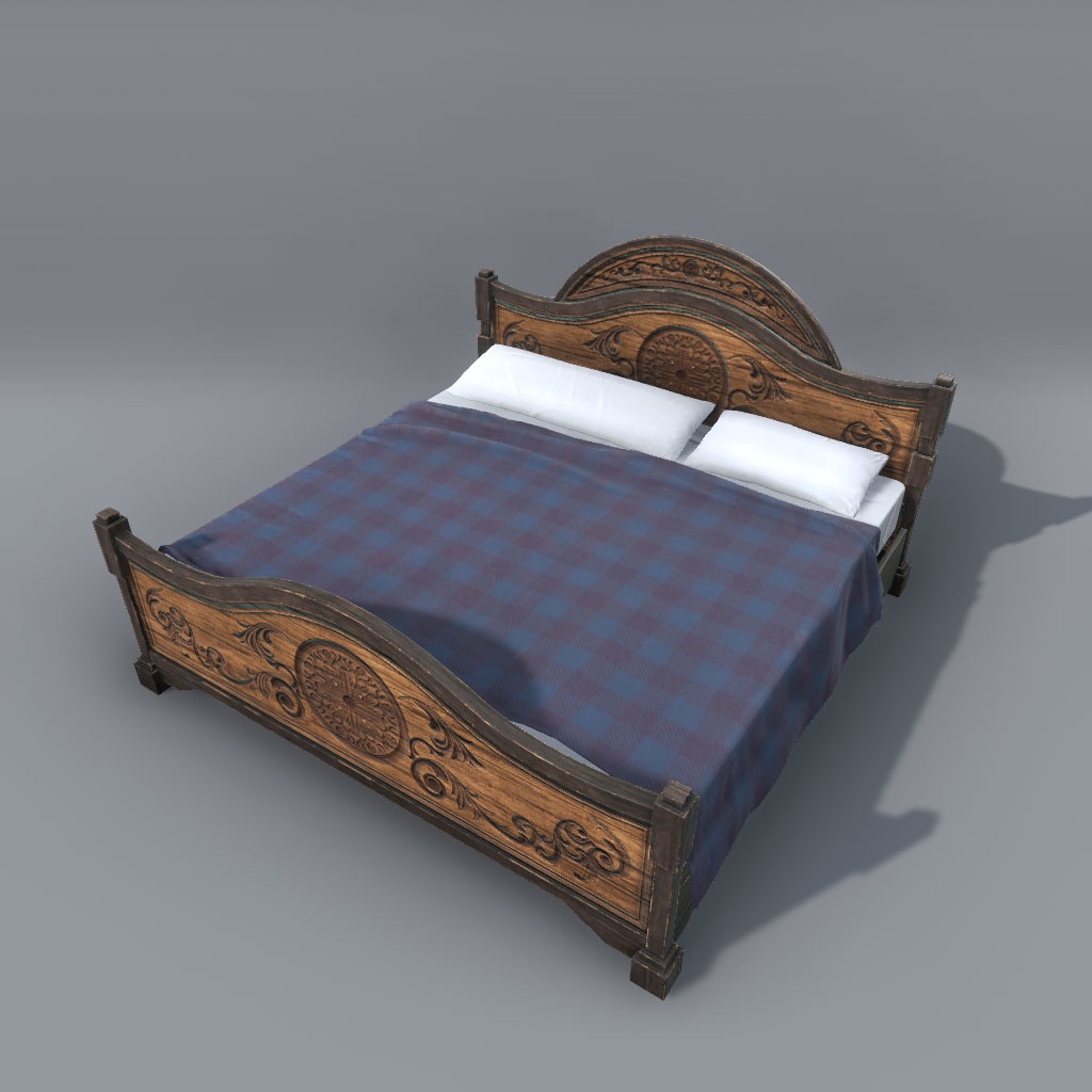 【VRChat想定】中世ファンタジーベッド(2点)