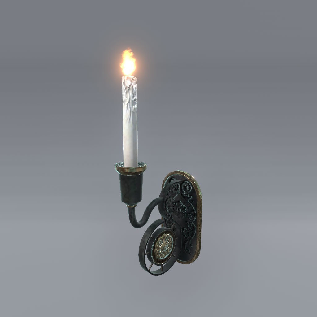 【VRChat想定】燭台、炎パーティクル付き(5点)