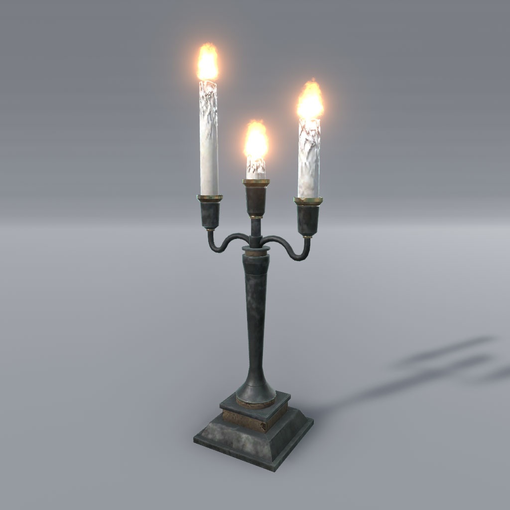 【VRChat想定】燭台、炎パーティクル付き(5点)