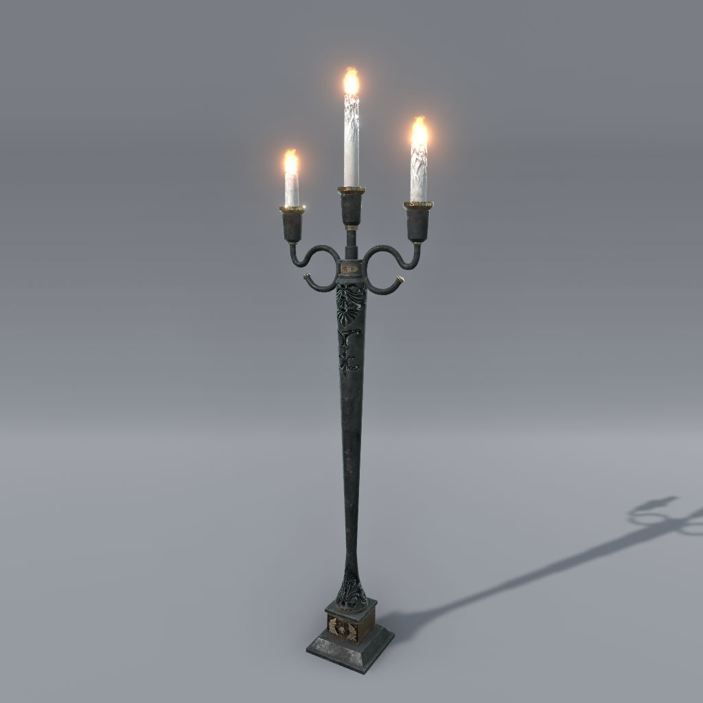 【VRChat想定】燭台、炎パーティクル付き(5点)