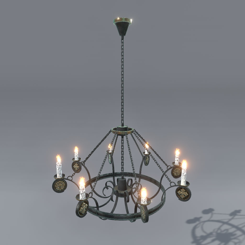 【VRChat想定】燭台、炎パーティクル付き(5点)