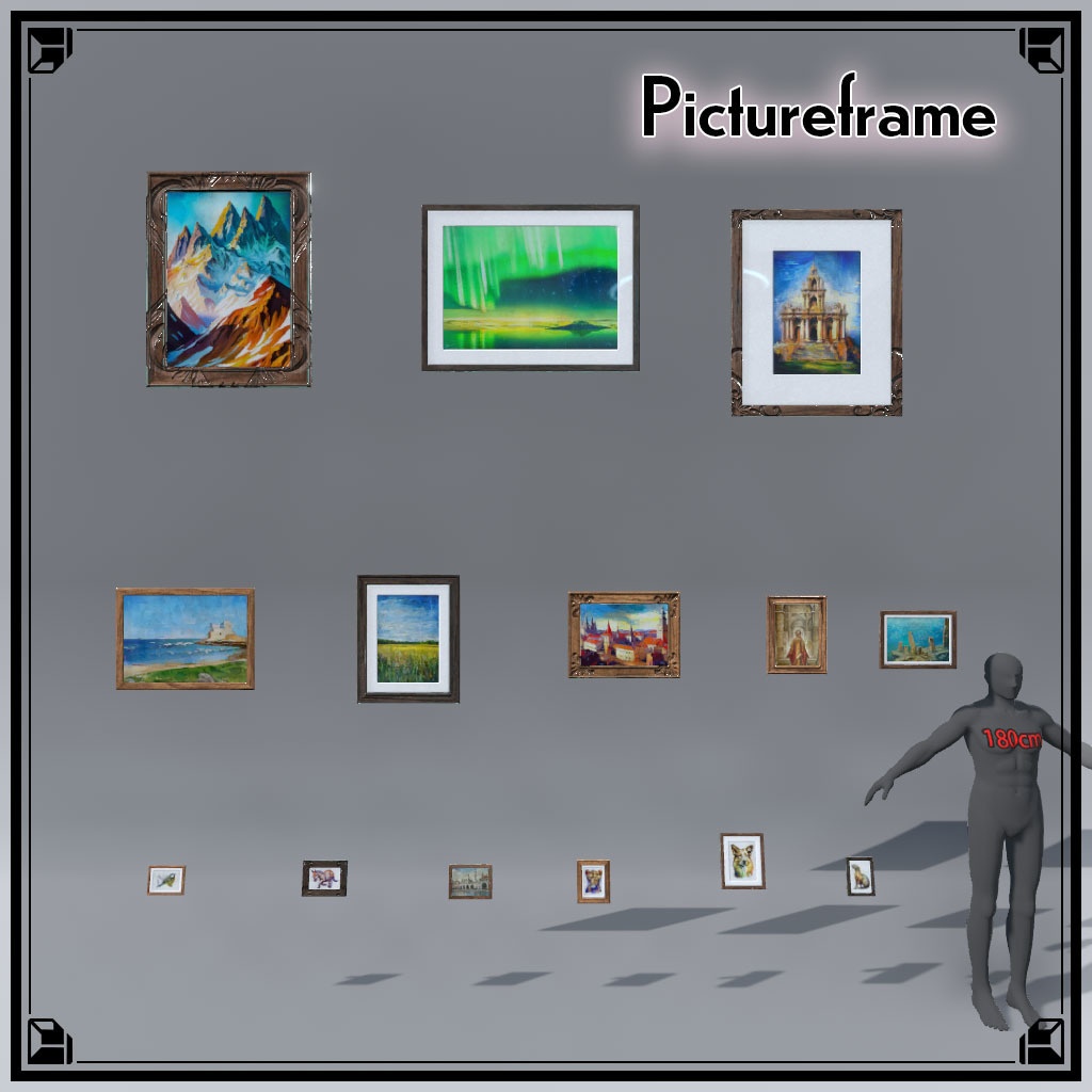 【VRChat想定】額縁付き絵画(14点)