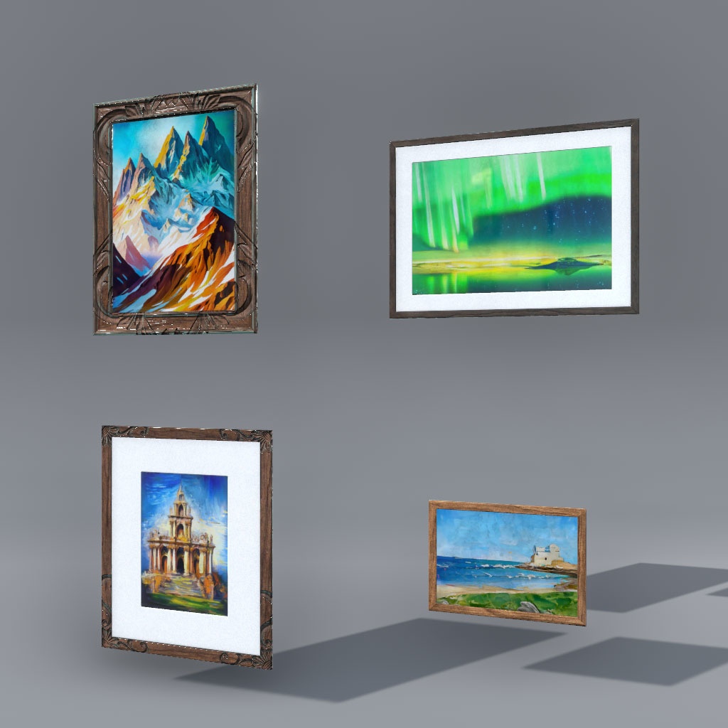 【VRChat想定】額縁付き絵画(14点)