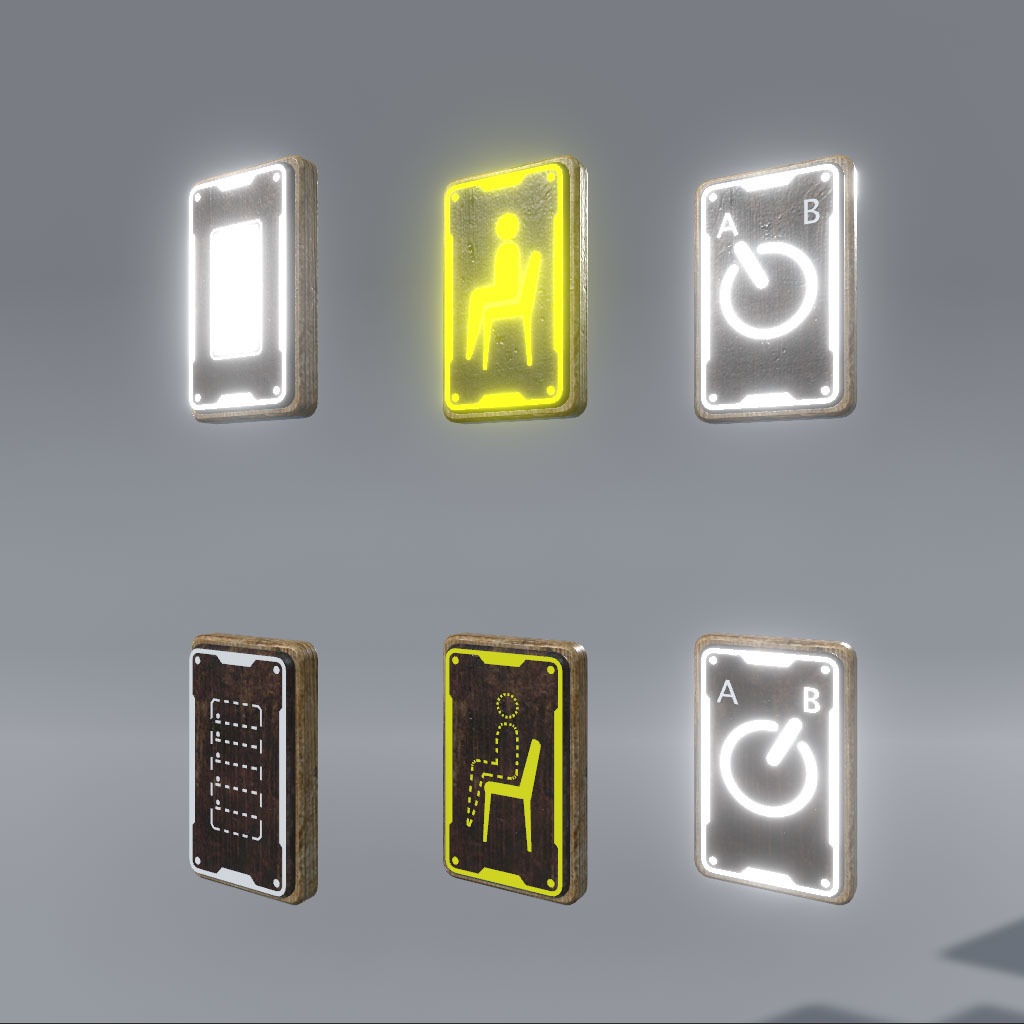 【VRChat想定】木製ON/OFFスイッチ(Udonギミック付き、9点)