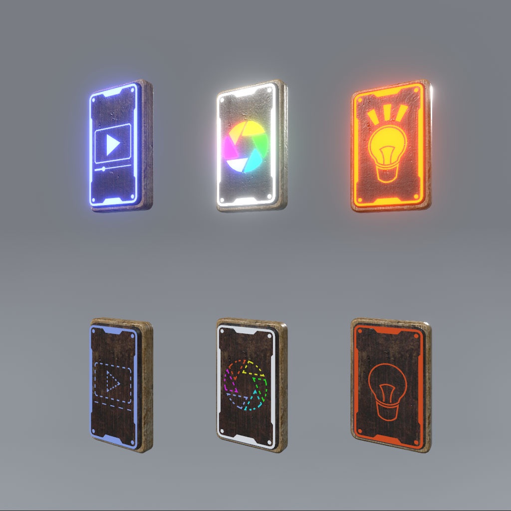 【VRChat想定】木製ON/OFFスイッチ(Udonギミック付き、9点)