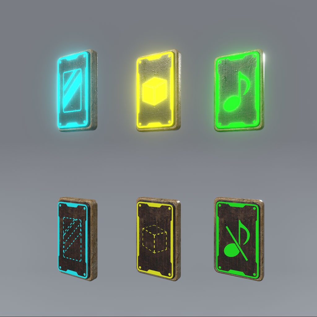 【VRChat想定】木製ON/OFFスイッチ(Udonギミック付き、9点)