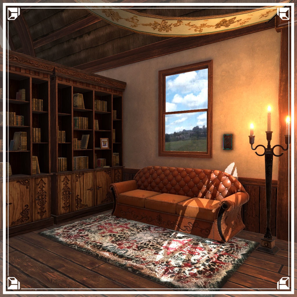 【VRCワールド】中世ファンタジーハウス(家具フルセット84点)