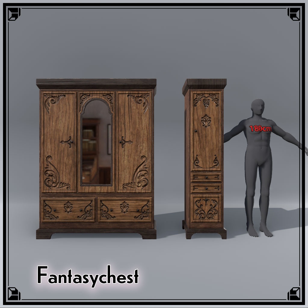 【VRCワールド】中世ファンタジーハウス(家具フルセット84点)