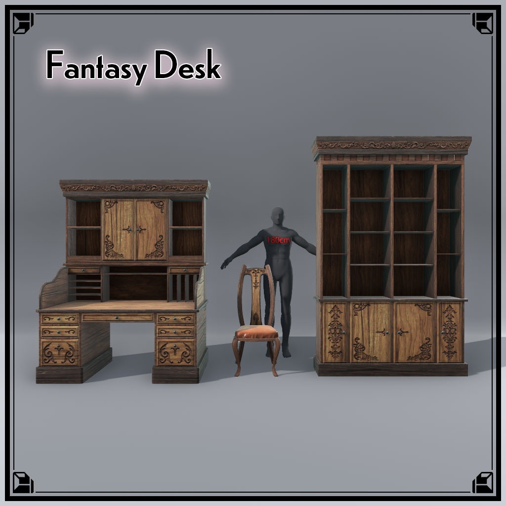 【VRCワールド】中世ファンタジーハウス(家具フルセット84点)