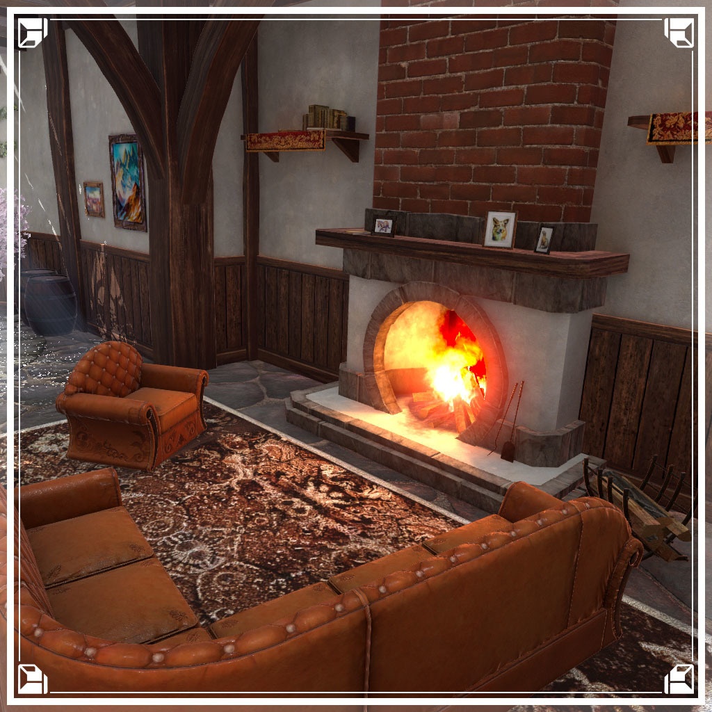 【VRCワールド】中世ファンタジーハウス(家具フルセット84点)