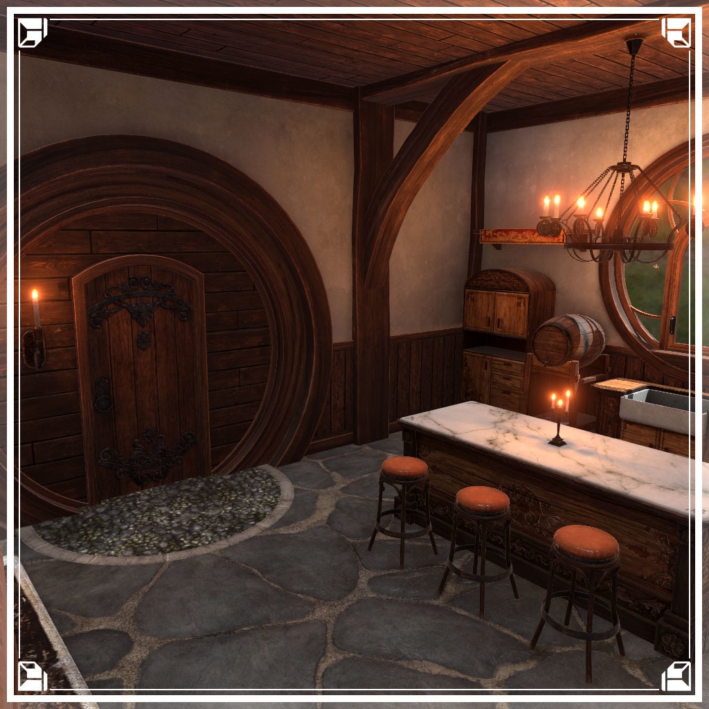 【VRCワールド】中世ファンタジーハウス(家具フルセット84点)