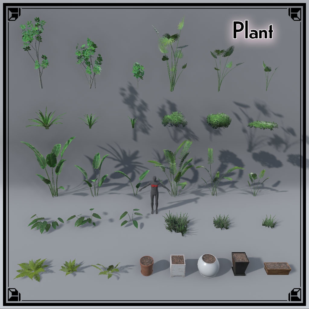 【VRChat想定】揺れる植物セット(37点)