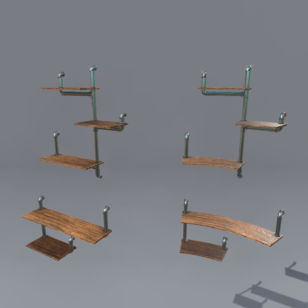 【VRChat想定】スチームパンクデスク、蒸気パーティクル、ギアアニメーション付き(7点)