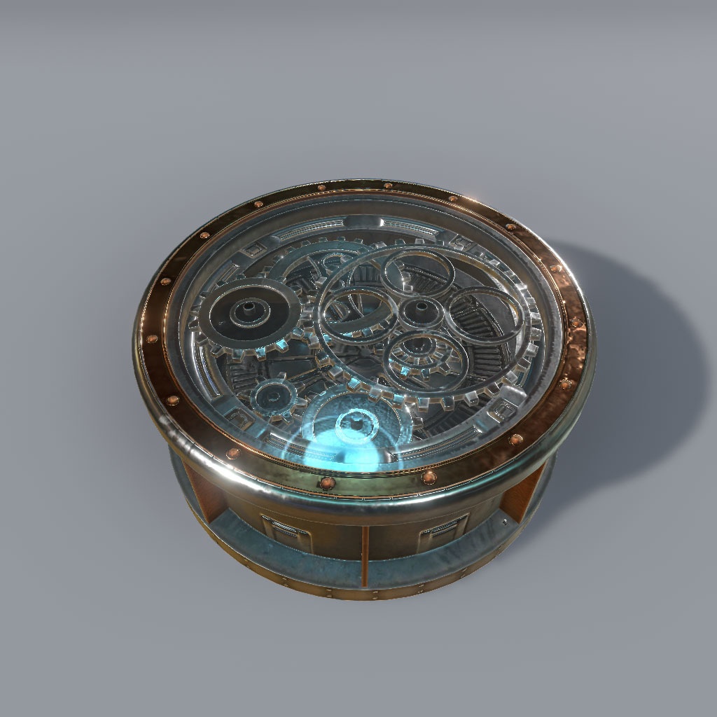 【VRChat想定】スチームパンクソファ、ギアアニメーション付き(5点)