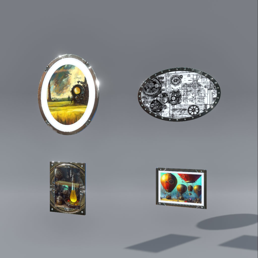 【VRChat想定】金属額縁付き絵画(13点)