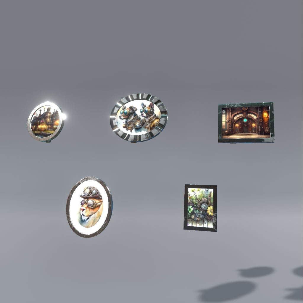 【VRChat想定】金属額縁付き絵画(13点)