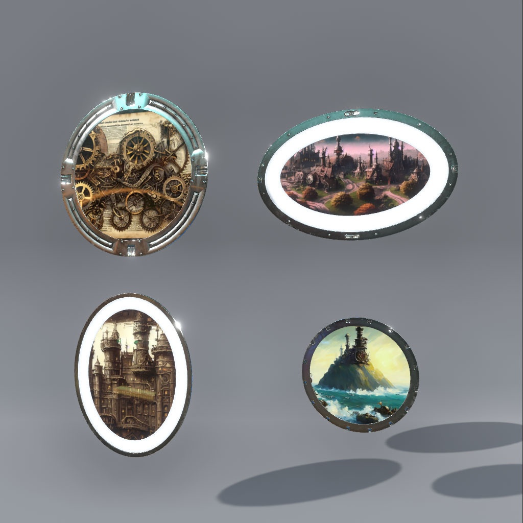 【VRChat想定】金属額縁付き絵画(13点)