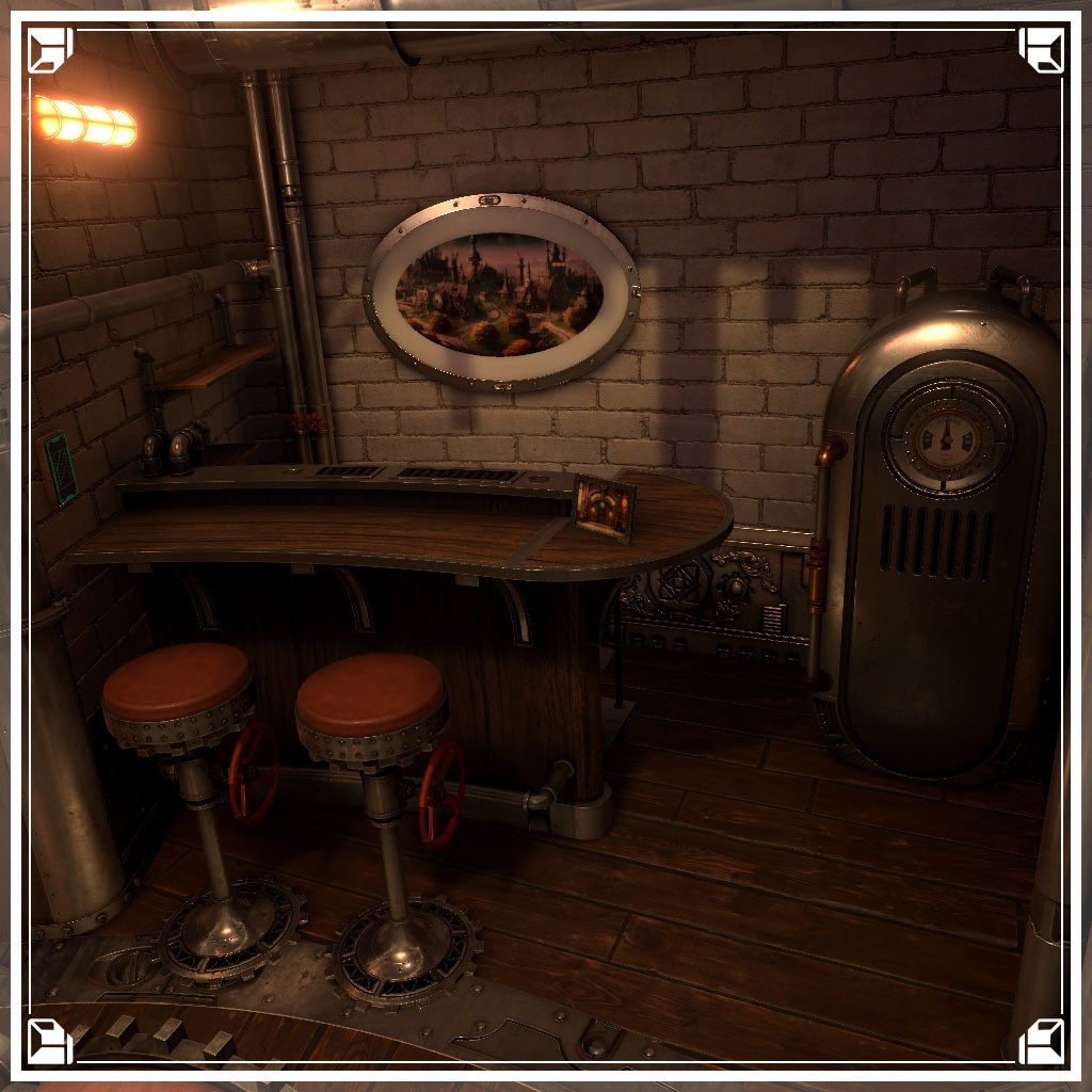 【VRCワールド】スチームパンクアパートメント Mサイズ(家具フルセット114点)