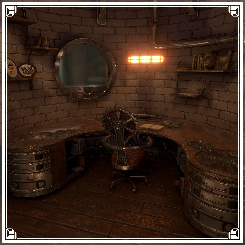 【VRCワールド】スチームパンクアパートメント Mサイズ(家具フルセット114点)