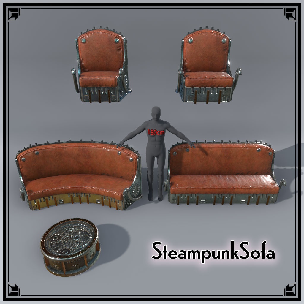 【VRCワールド】スチームパンクアパートメント Mサイズ(家具フルセット114点)