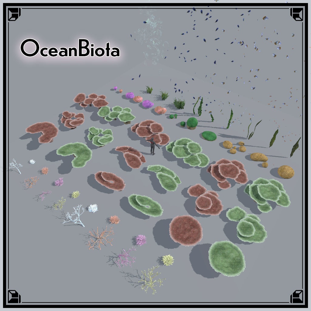 【VRChat想定】海洋生物相セット、お魚、気泡パーティクル付き(59点)