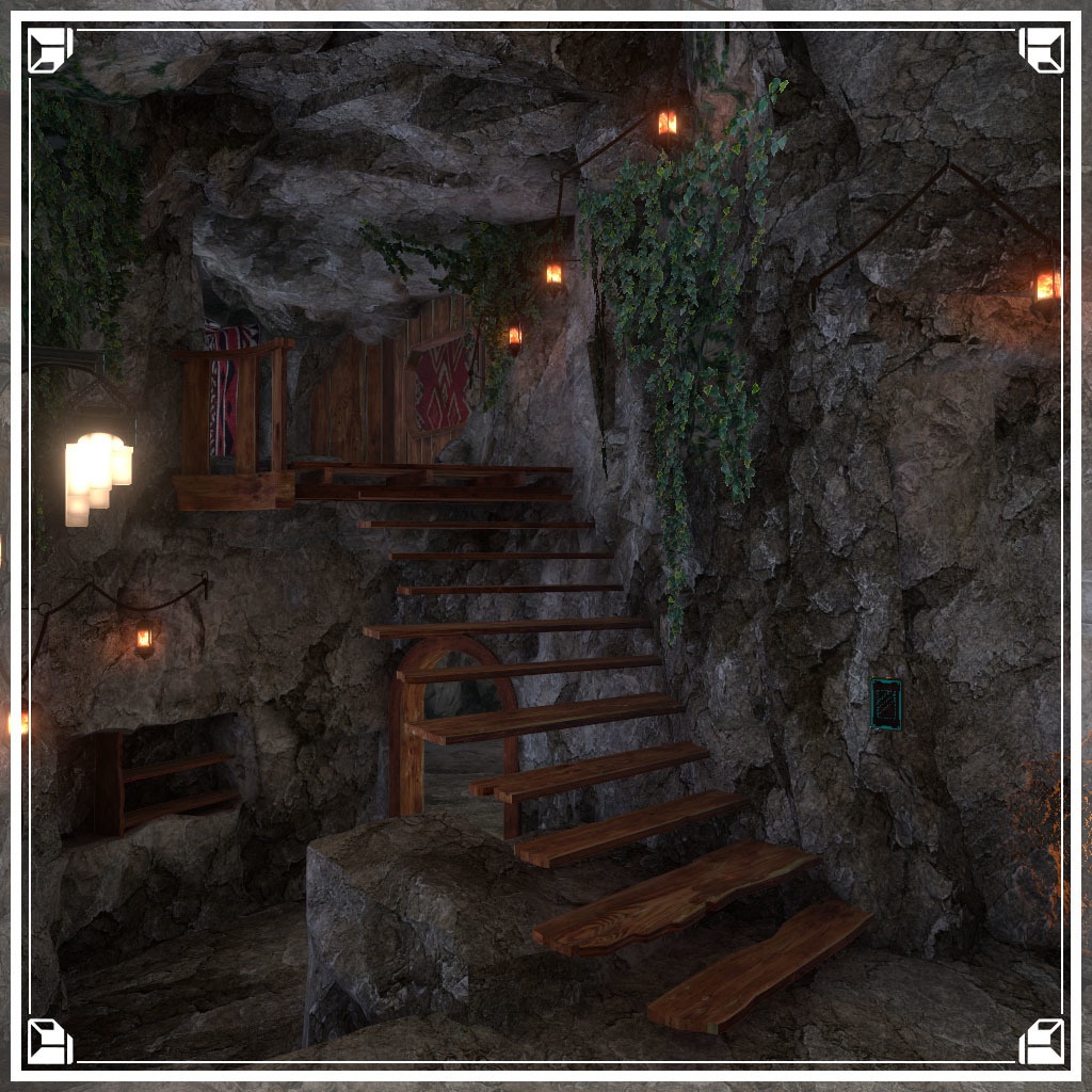 【VRCワールド】入り江の隠れ家 (小物セット133点)