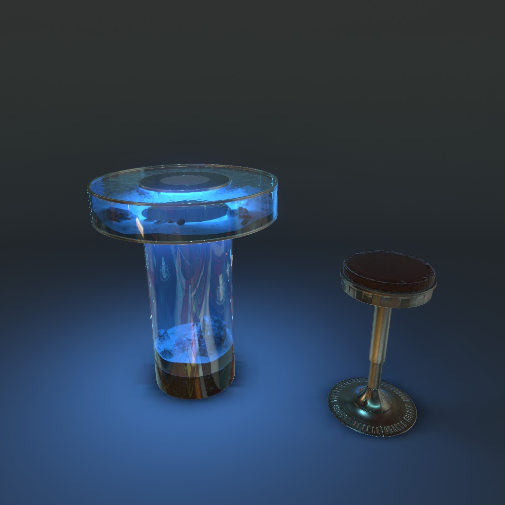 【VRChat想定】水槽Barテーブルセット(10点)