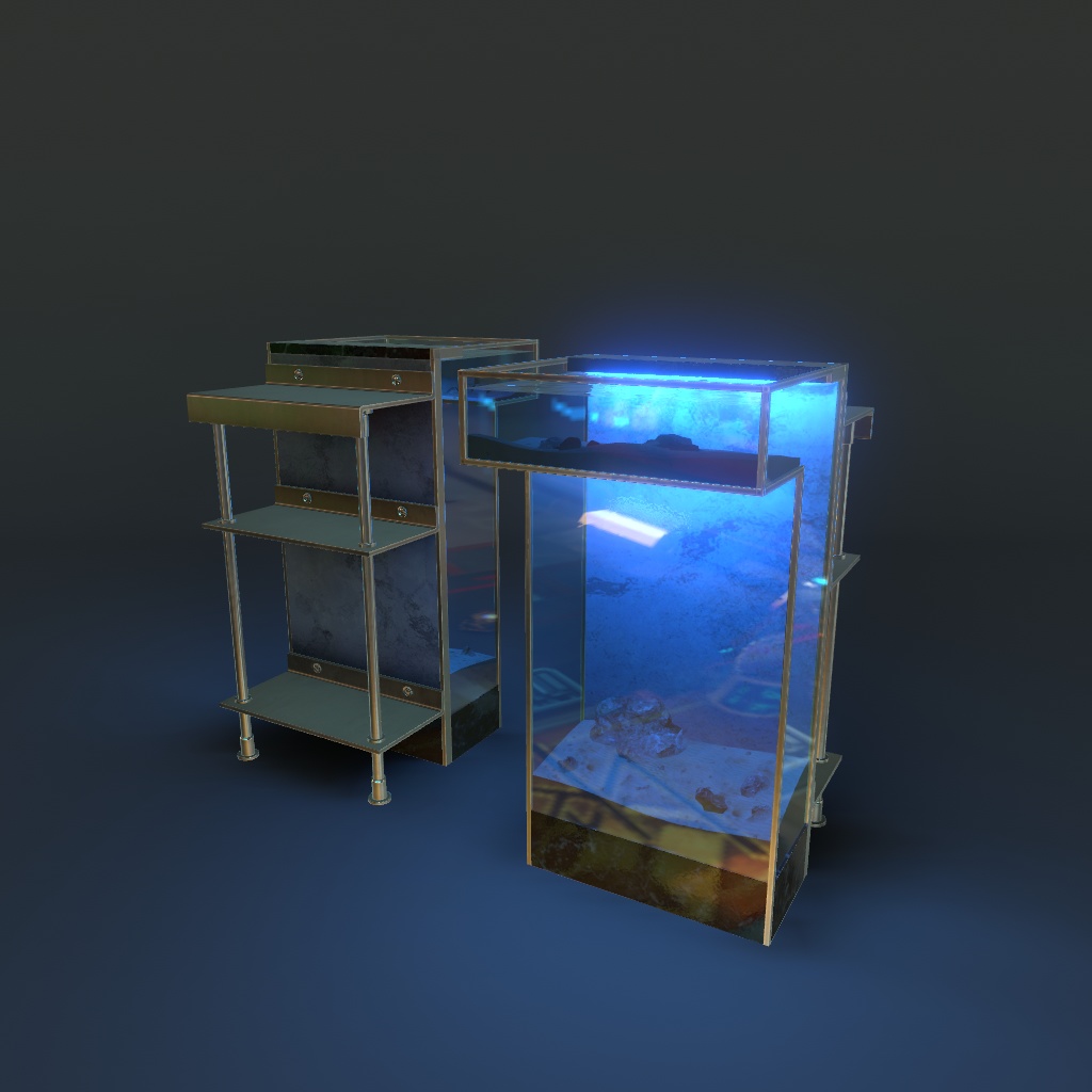 【VRChat想定】水槽Barテーブルセット(10点)