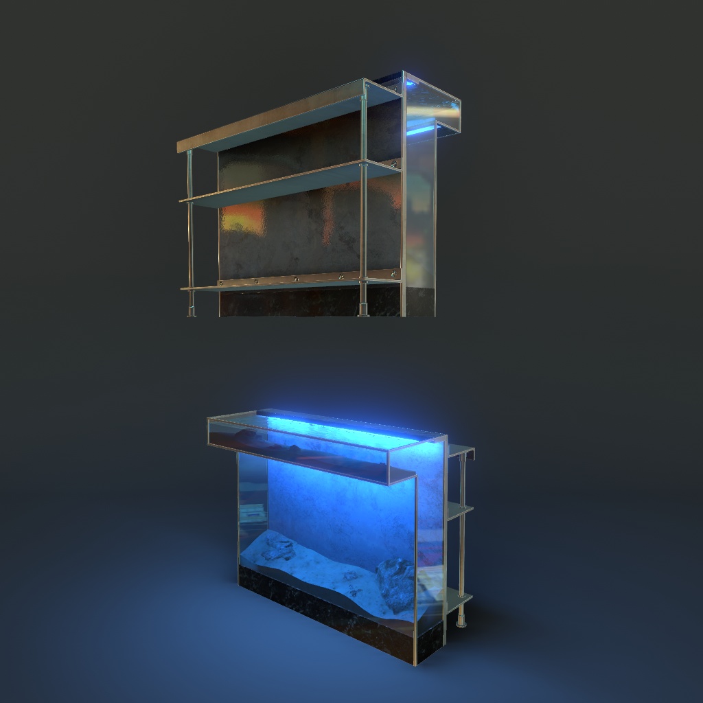 【VRChat想定】水槽Barテーブルセット(10点)