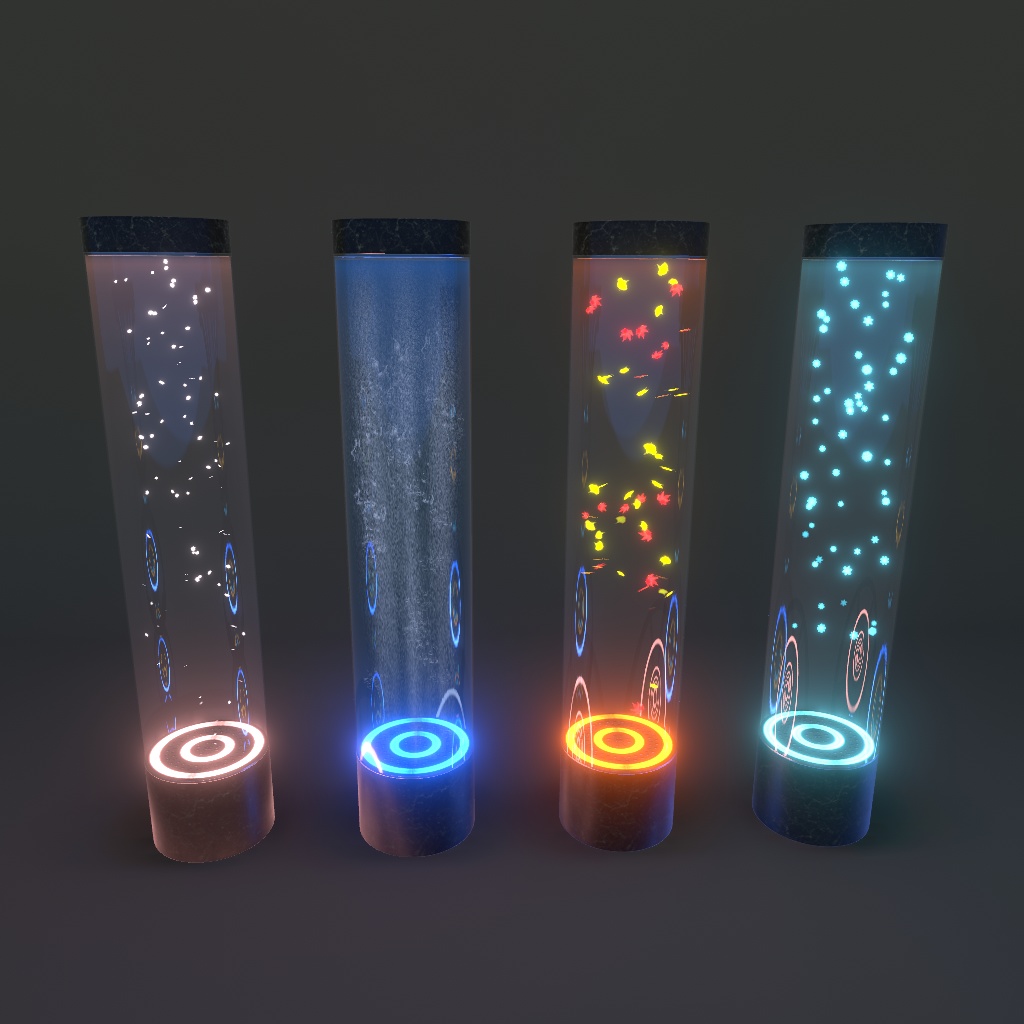 【VRChat想定】バブルウォール、春夏秋冬エフェクトセット(48点)