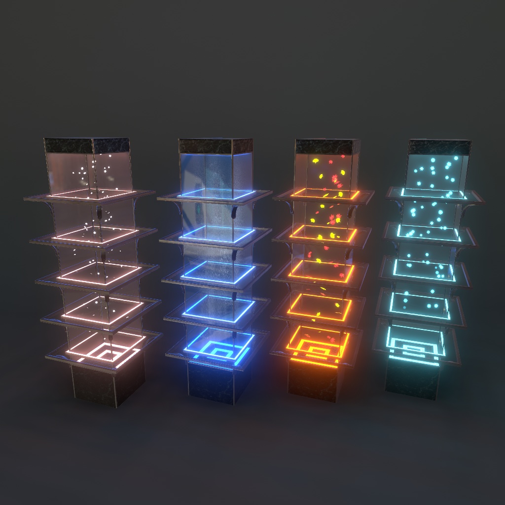 【VRChat想定】バブルウォール、春夏秋冬エフェクトセット(48点)