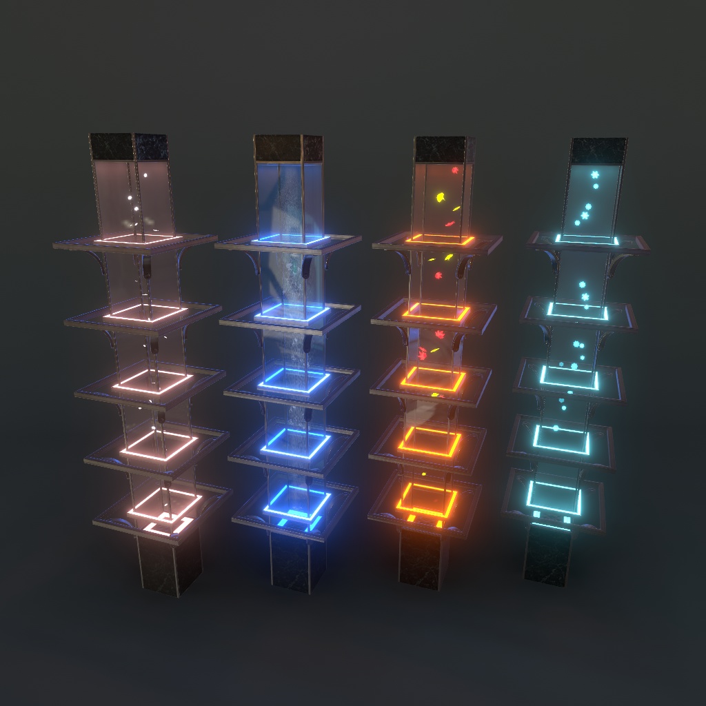 【VRChat想定】バブルウォール、春夏秋冬エフェクトセット(48点)