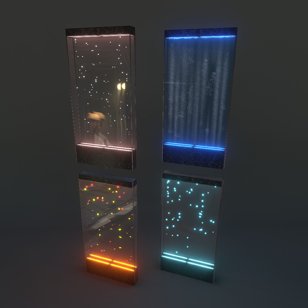 【VRChat想定】バブルウォール、春夏秋冬エフェクトセット(48点)