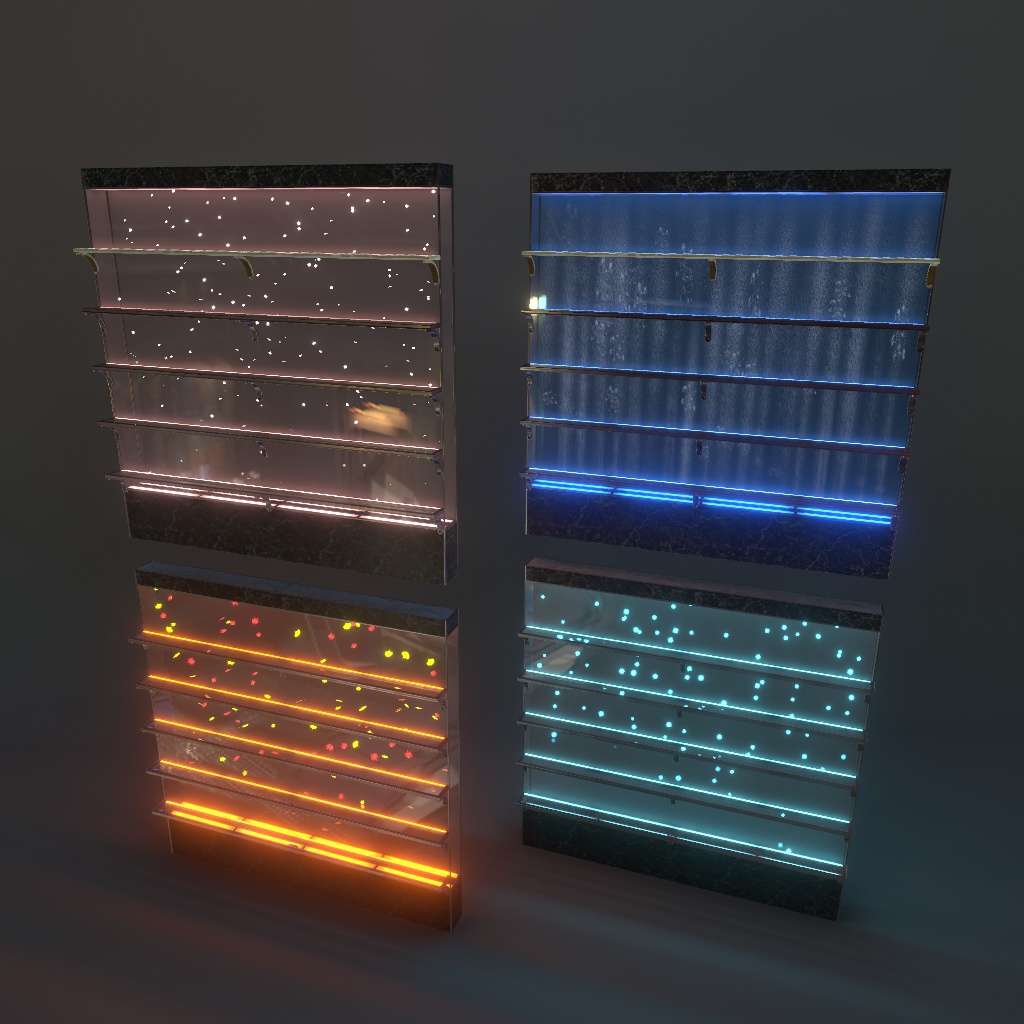 【VRChat想定】バブルウォール、春夏秋冬エフェクトセット(48点)