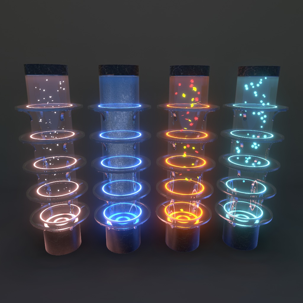 【VRChat想定】バブルウォール、春夏秋冬エフェクトセット(48点)