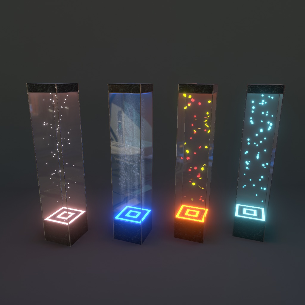 【VRChat想定】バブルウォール、春夏秋冬エフェクトセット(48点)