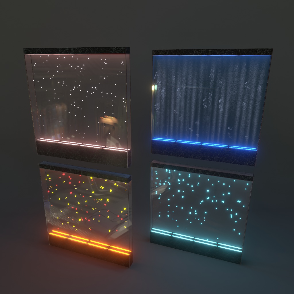 【VRChat想定】バブルウォール、春夏秋冬エフェクトセット(48点)