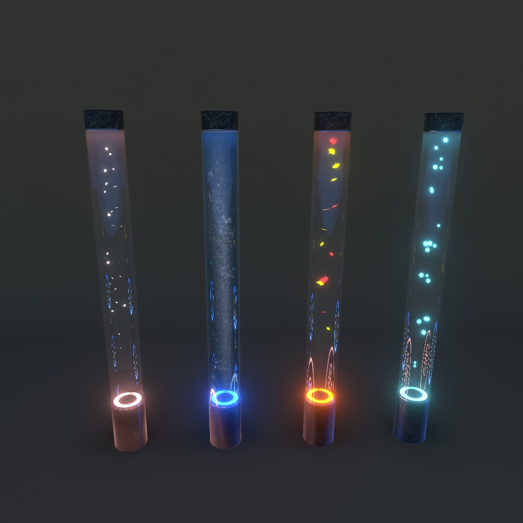 【VRChat想定】バブルウォール、春夏秋冬エフェクトセット(48点)