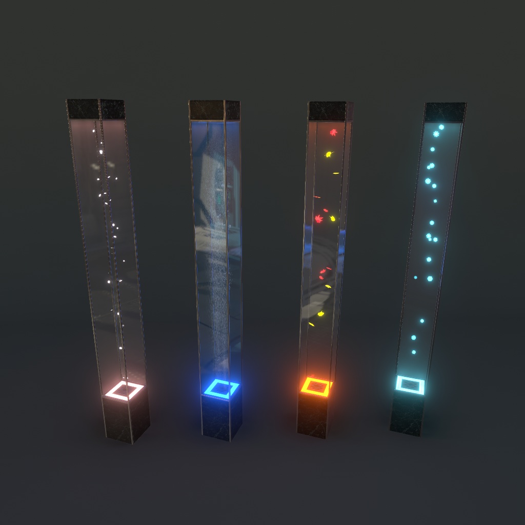 【VRChat想定】バブルウォール、春夏秋冬エフェクトセット(48点)