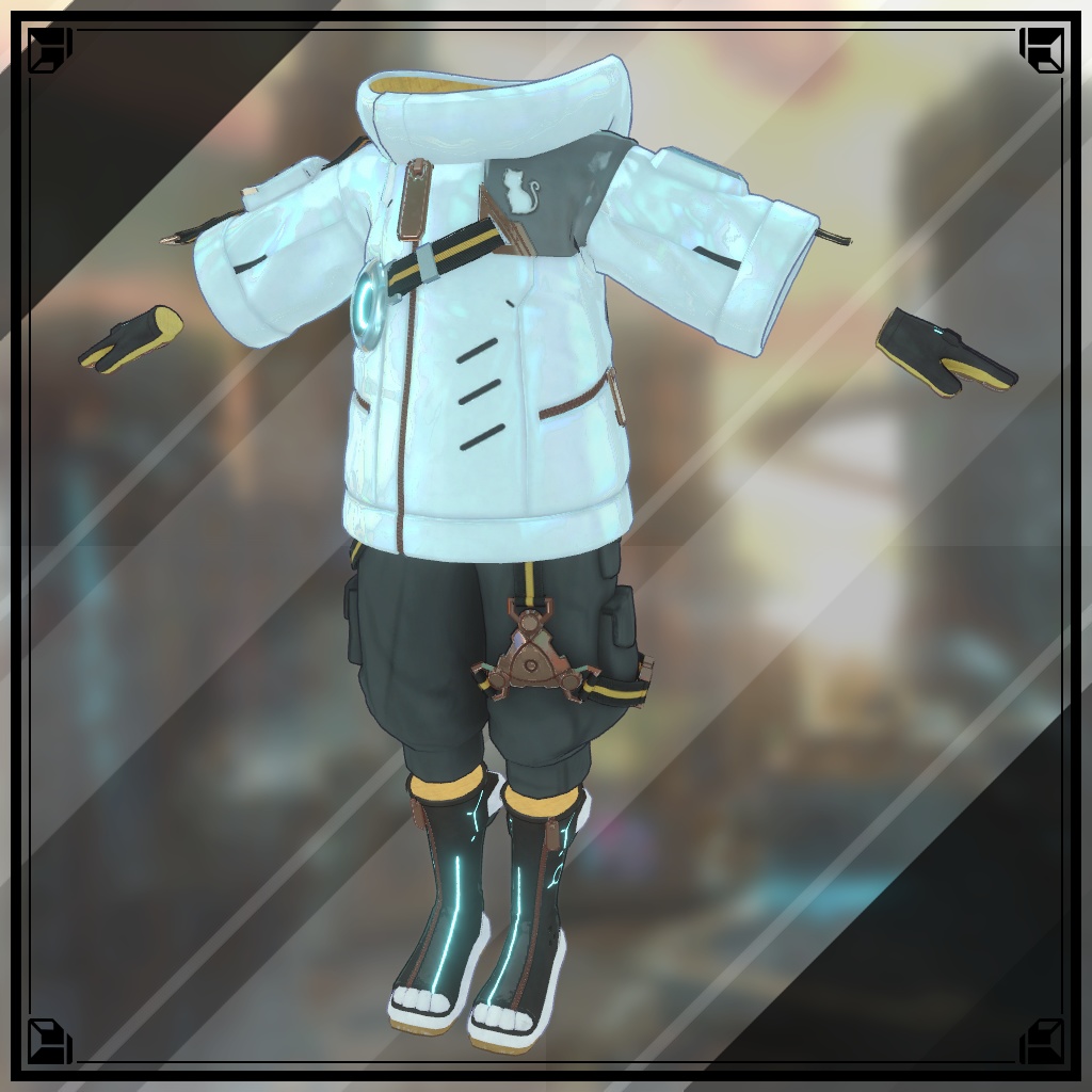 サイバーキャットジャケット【10アバター対応・VRChat向け3Dモデル】