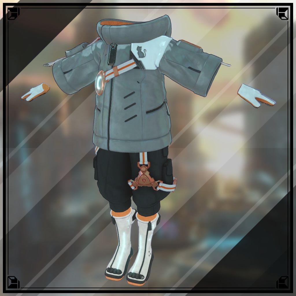 サイバーキャットジャケット【10アバター対応・VRChat向け3Dモデル】