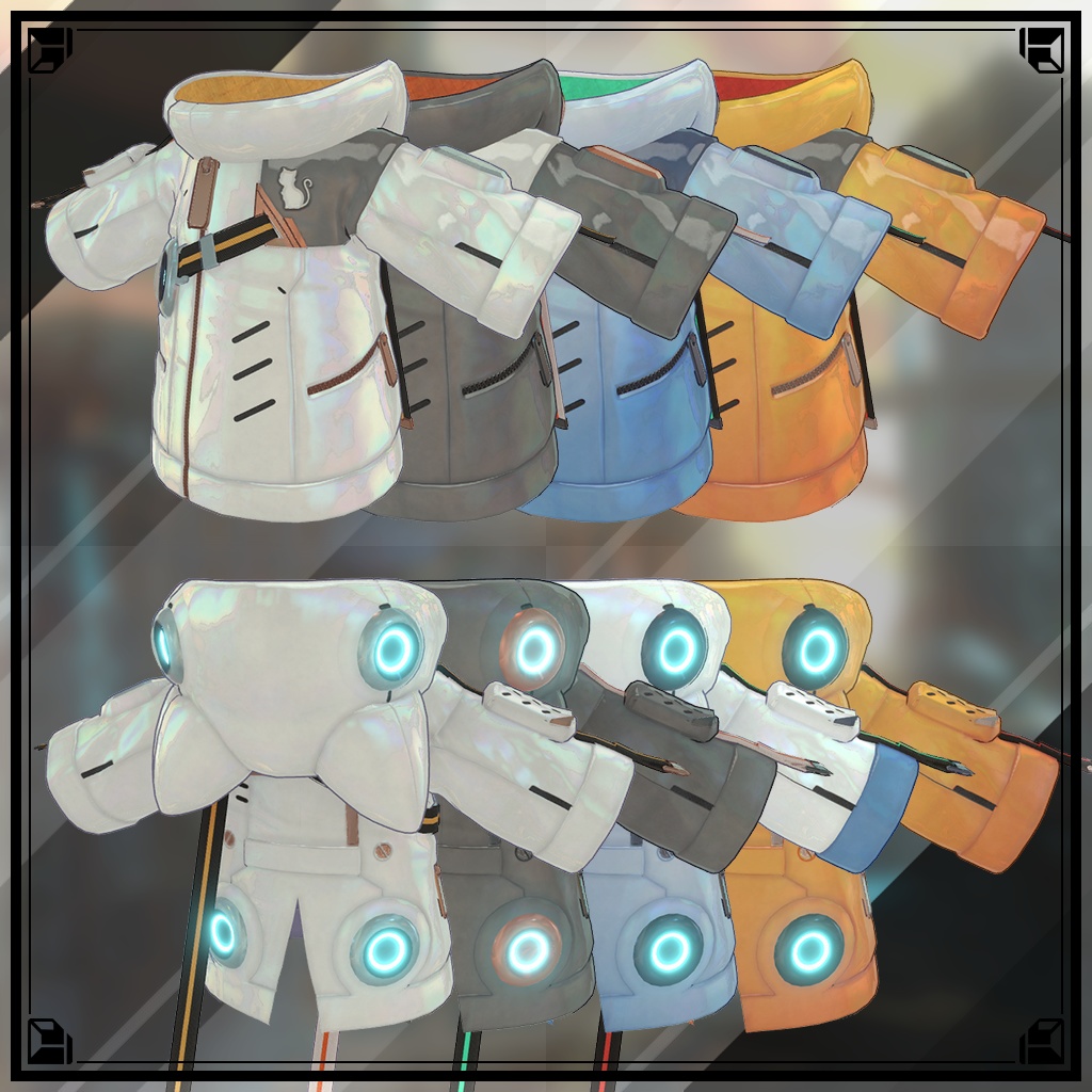 サイバーキャットジャケット【10アバター対応・VRChat向け3Dモデル】