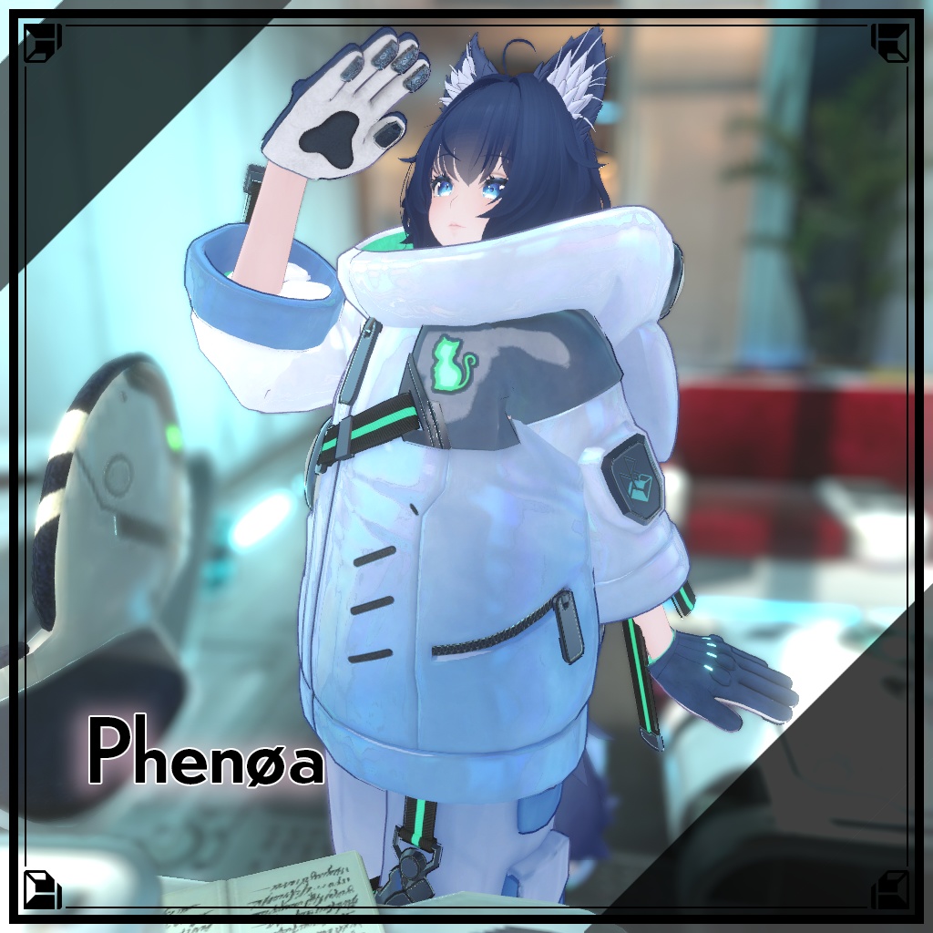 サイバーキャットジャケット【10アバター対応・VRChat向け3Dモデル】